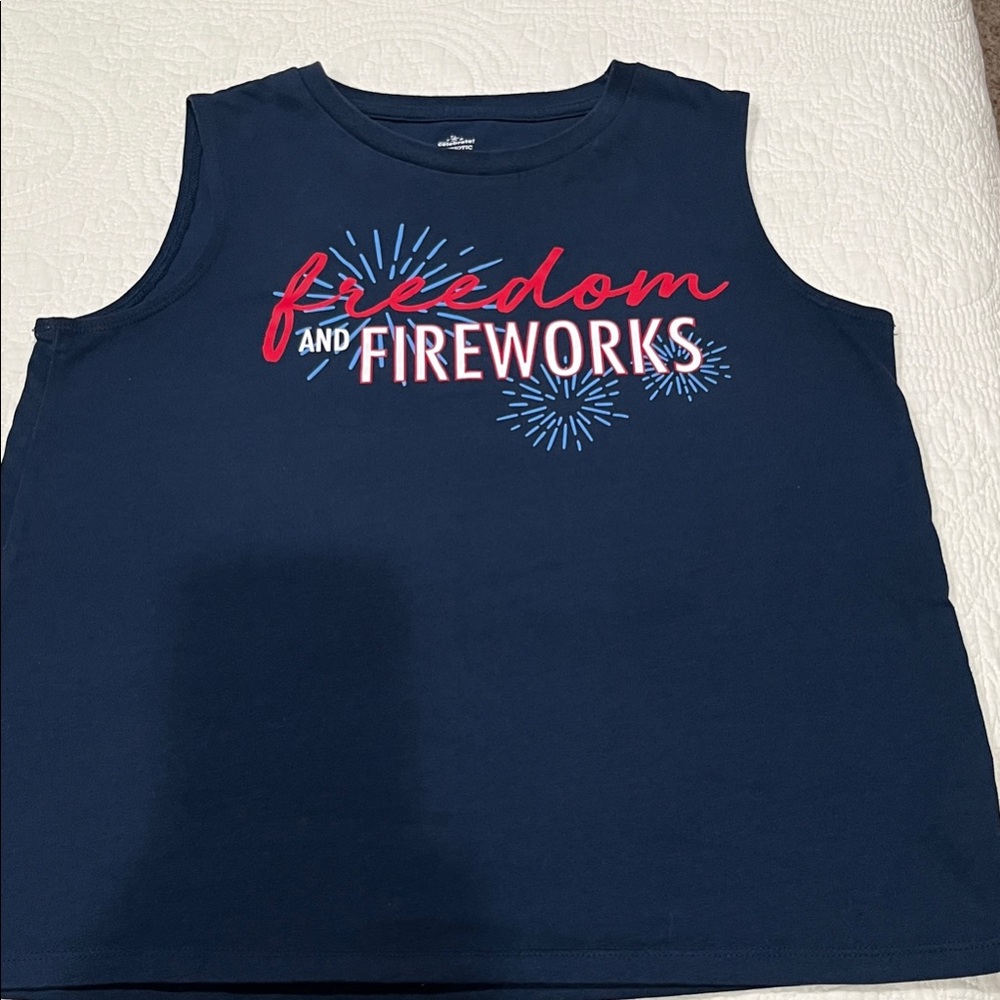 Kids Navy Blue Freedom and Fireworks Tank Top